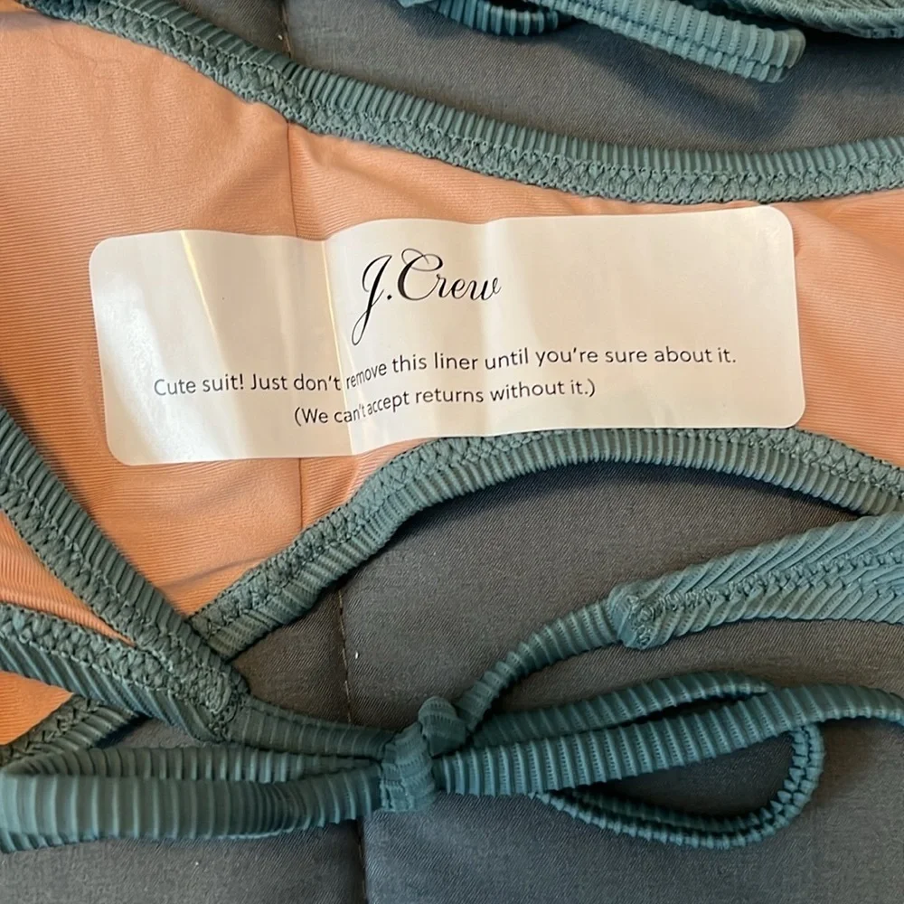 JCrew Ribbed Curved Waist Cheeky String Bikini Bottom Green Size Medium NWT